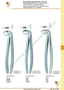 Extracting forceps, English pattern, upper jaw, incisors and bicuspids, incisors and cuspids, Molar, deep-gripping, Roots, Molars with carious or broken caps, Root Frements,